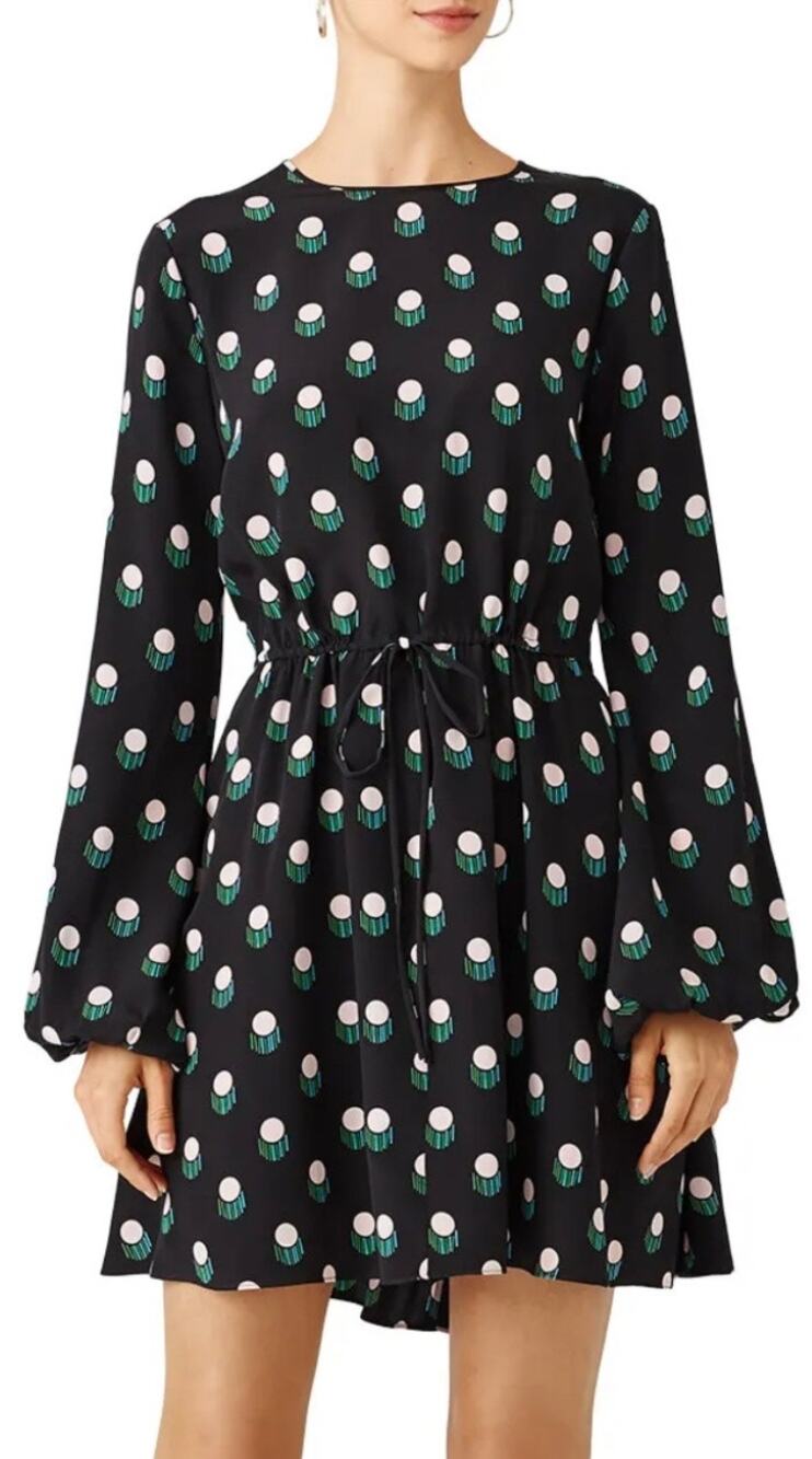 Diane von Furstenberg Black Silk Casimir Dot Dress 6